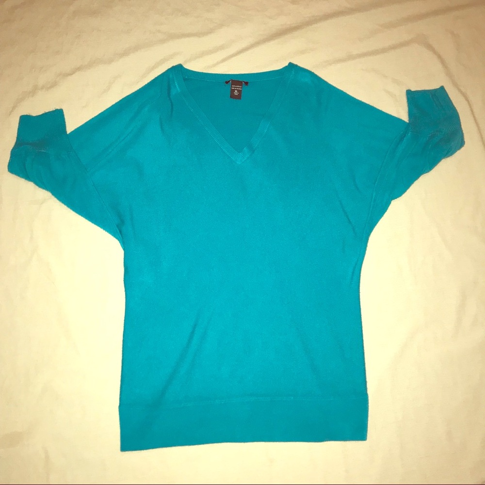 NY&Co XL slouchy teal vneck sweater